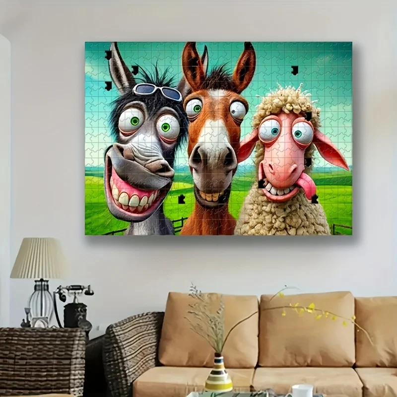 1000pcs Puzzle Game with Funny Donkey Characters - Challenge for Adults & Families, Christmas/Halloween Party Activity, Educat - view 3