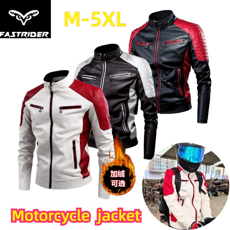 

Men's Color Block PU Leather Jacket Biker Motorcycle Jacket Casual Stylish Coat Spring Autumn 2026