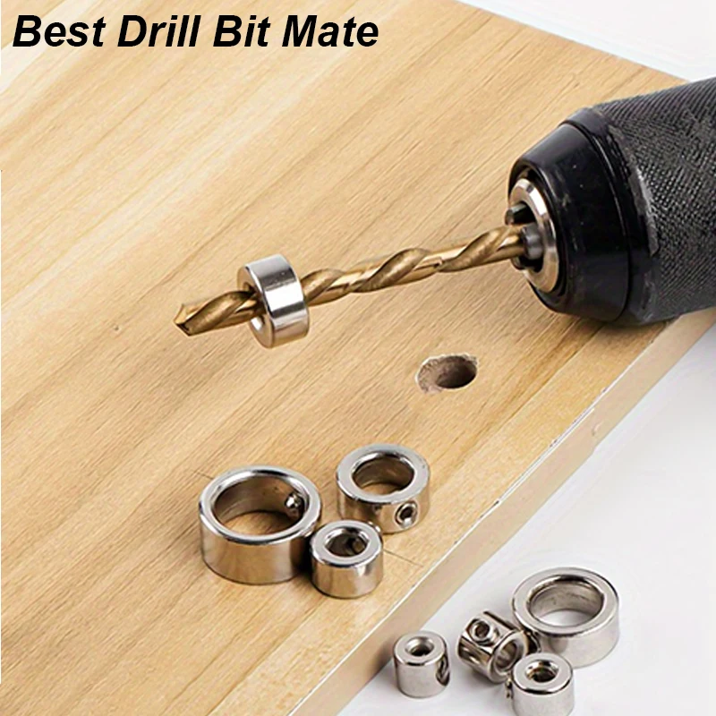 Drill Bit Depth Stopper Limiter Collar Set Limit Ring Stop Control Adjustable Attachment Guide Gauge Position Precision Kit