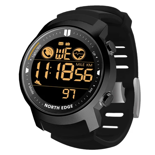Imagen 2 del producto Reloj inteligente NORTH EDGE para hombre, Monitor de ritmo cardíaco, resistente al agua, 50M, natación, correr, deportes, podómetro, cronómetro, reloj inteligente Android IOS