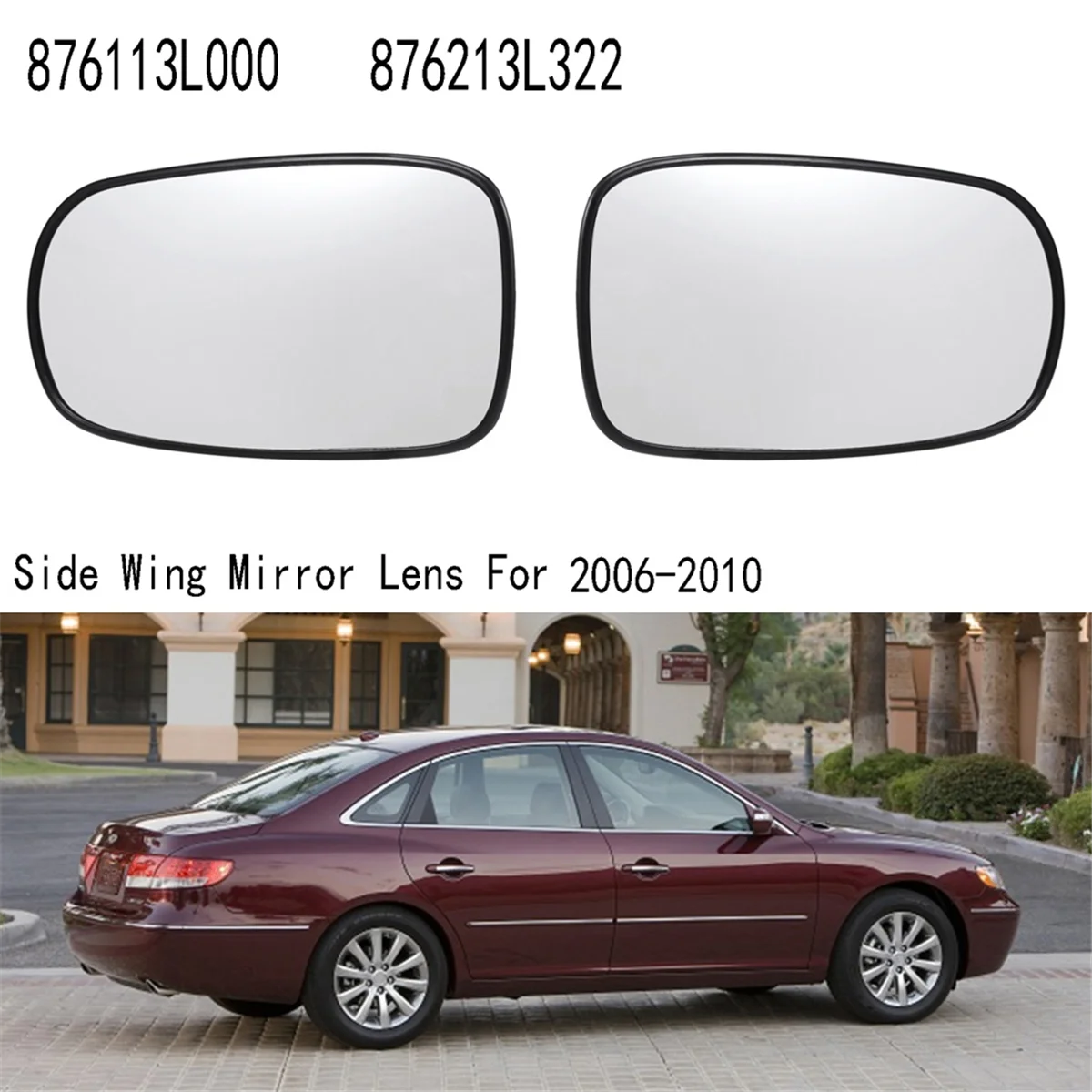 

Car Rearview Mirror Glass Side Wing Mirror Lens for Hyundai Azera 2006-2010 Right