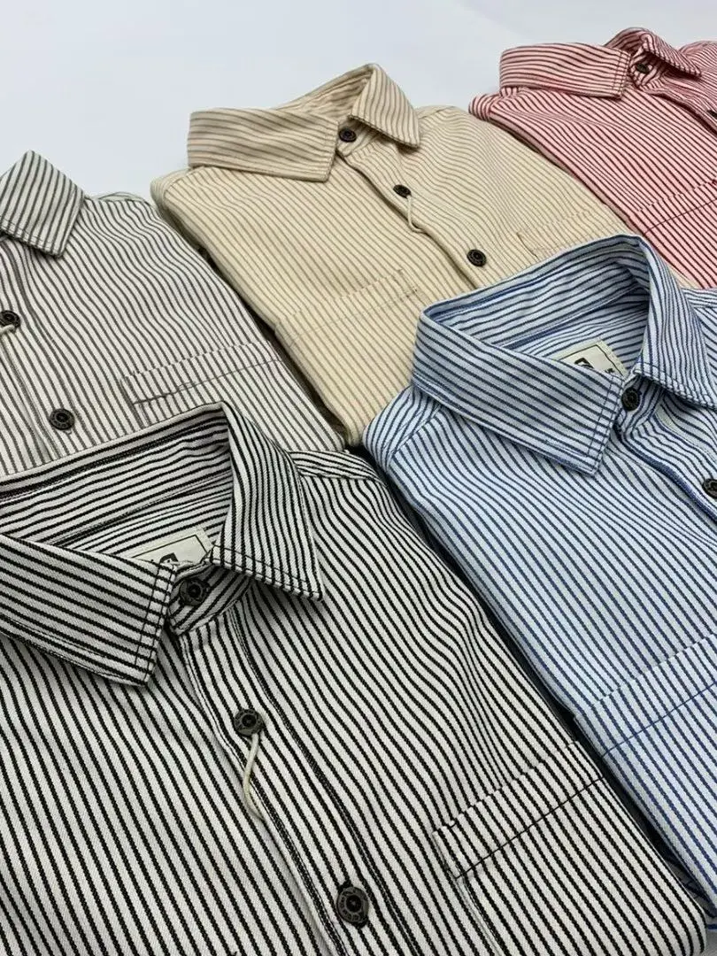 

Retro Workwear Stripe irt Men's Long Sve Loose Casual Versatile Spring Autumn New Sle Faion Outerwear Coat