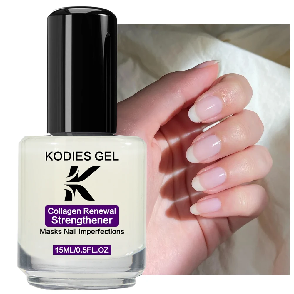 KODIES GEL 2024 New Collagen Nail Strengthener Base Coat Oil Normal Nail Polish Growth Fast Dry Hardener for Peeling Weak Nails