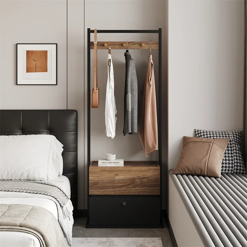 

Simple modern bedside table hanger integrated bedroom household coat rack floor to wall clothes storage locker