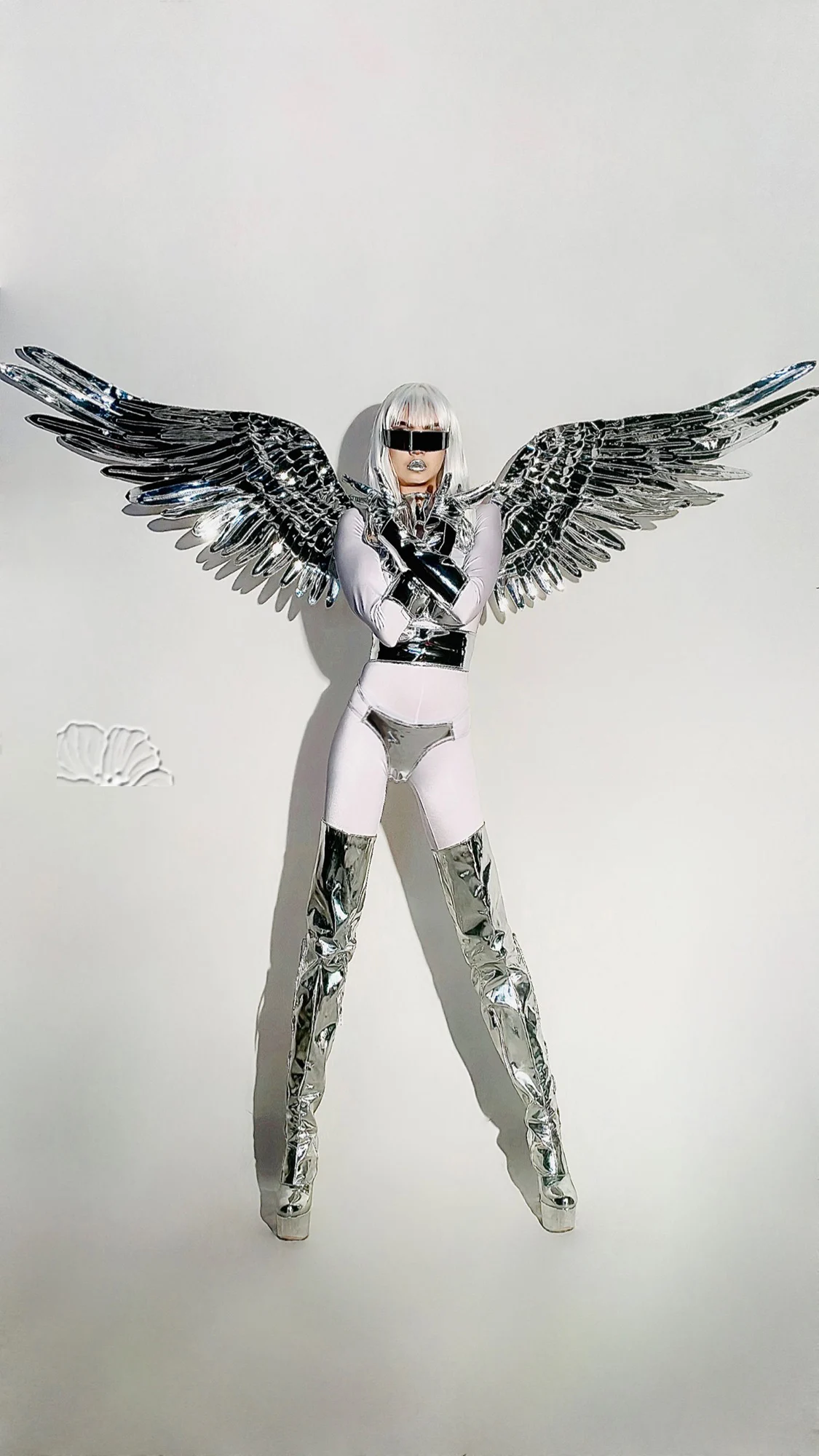 Future Sense Angle Outfit Singer Performance Costume Bodysuit Sliver Bikini Drag Queen Clothes Club Pole Dance Clothes