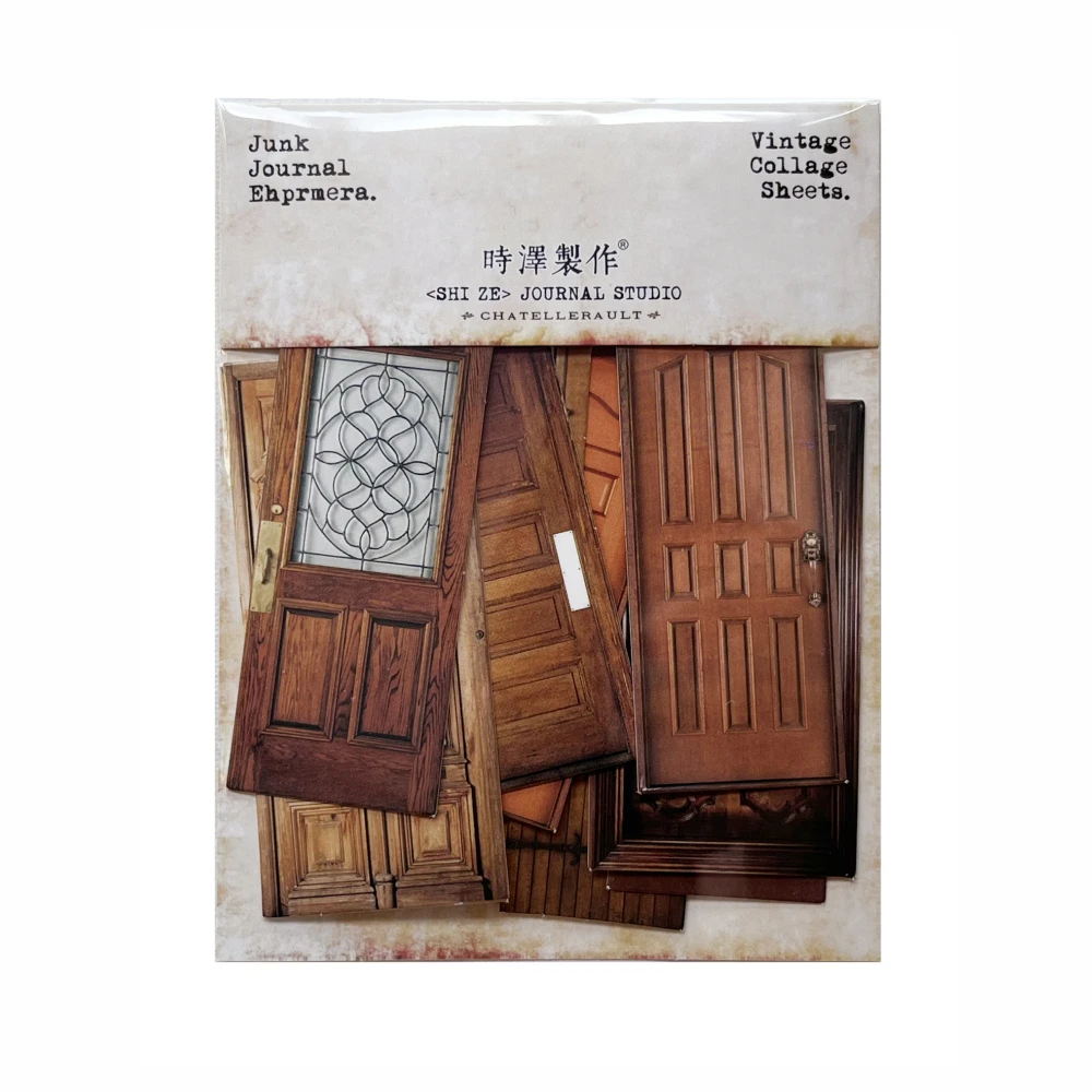 Vintage Material Paper Wooden Door Thick Card Handmade DIY Scrapbooking Junk Journal Bottom Collage Album Decoration
