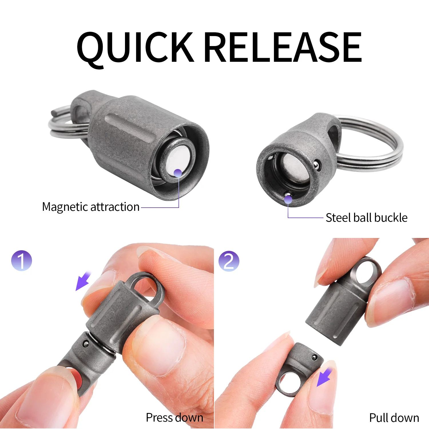Multi style double headed buckle, titanium alloy keychain, stainless steel keyrings, men's car keychain