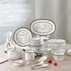 Light Luxury Ceramic Tableware Set, Dishes, Faces Bowls, Circular, Thickened, Upscale Household Manufacturers, Wholesale