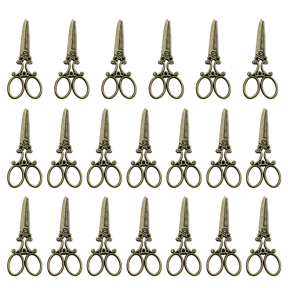 20pcs Barber Scissor Pendant Alloy Charm Diy Jewelry Making Accessory For Necklace Bracelet Keychain Craft Decor Bronze