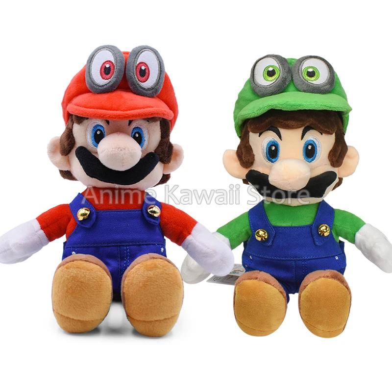 Anime Mario Luigi Bros Stuffed Plush Toy Cappy Hat Luigi Cosplay  Cartoon Peluche Doll Kids Gifts