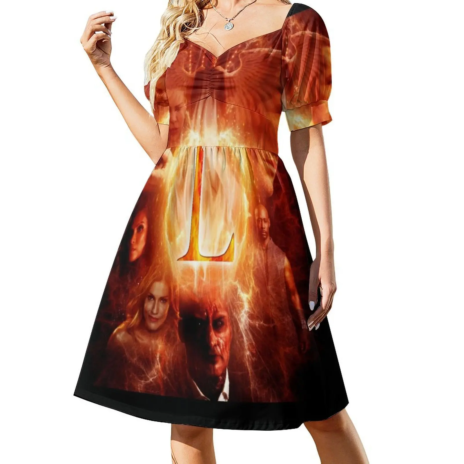 لوسيفر كاست ملصق المرأة الشارع الشهير فستان الحفلات العصرية طباعة ملابس النادي للإناث لوسيفر توم إليس الشيطان الملاك كريستين