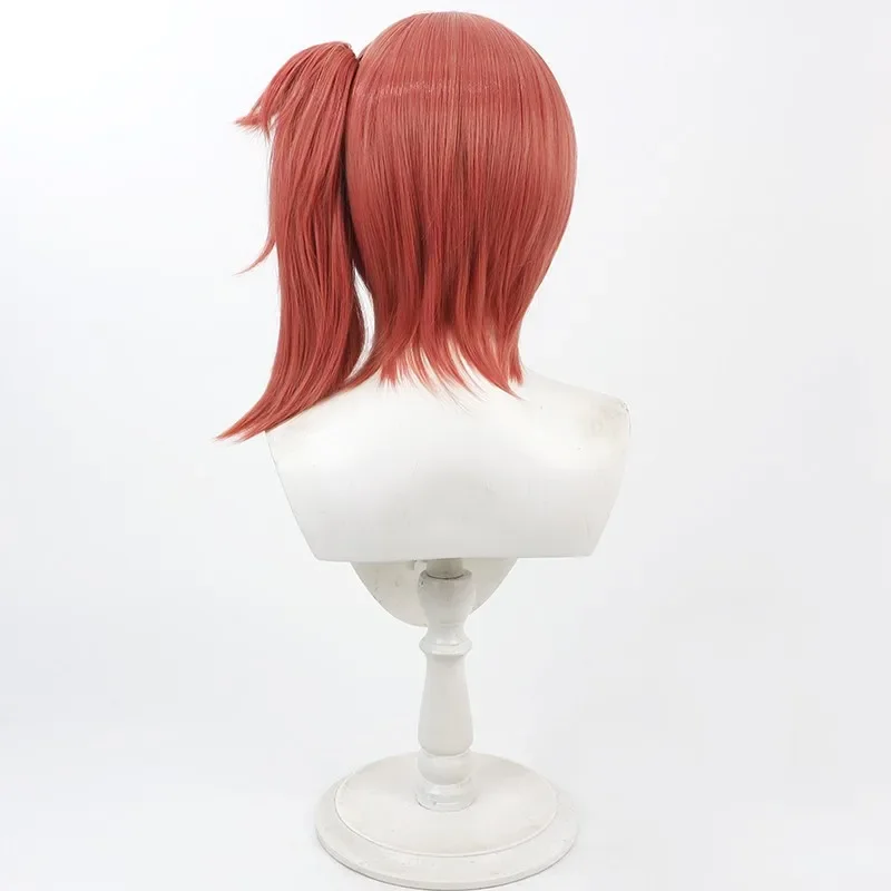 코스프레 게임 걸즈 프론트라인 2 치타 코스프레 가발 30cm 혼합 오렌지 레드 포니테일 가발 내열성 합성 머리 여성용