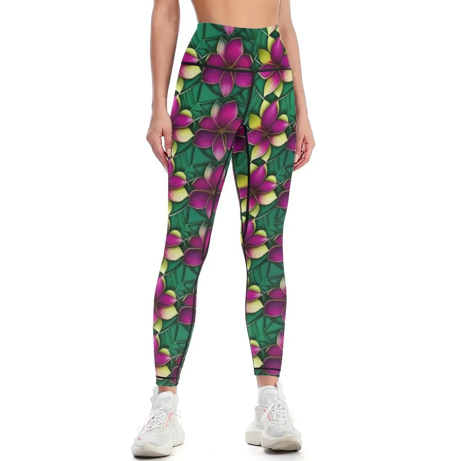 

Funky Plumeria Leggings Fitness woman exercise clothing for Women's push up leggins push up woman Womens Leggings