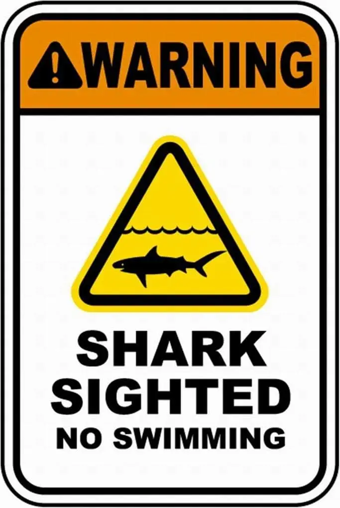 Shark Sighted No Swimming Sign Safety Sign Tin Metal Warning Sign Notice 8x12 by PaBoe