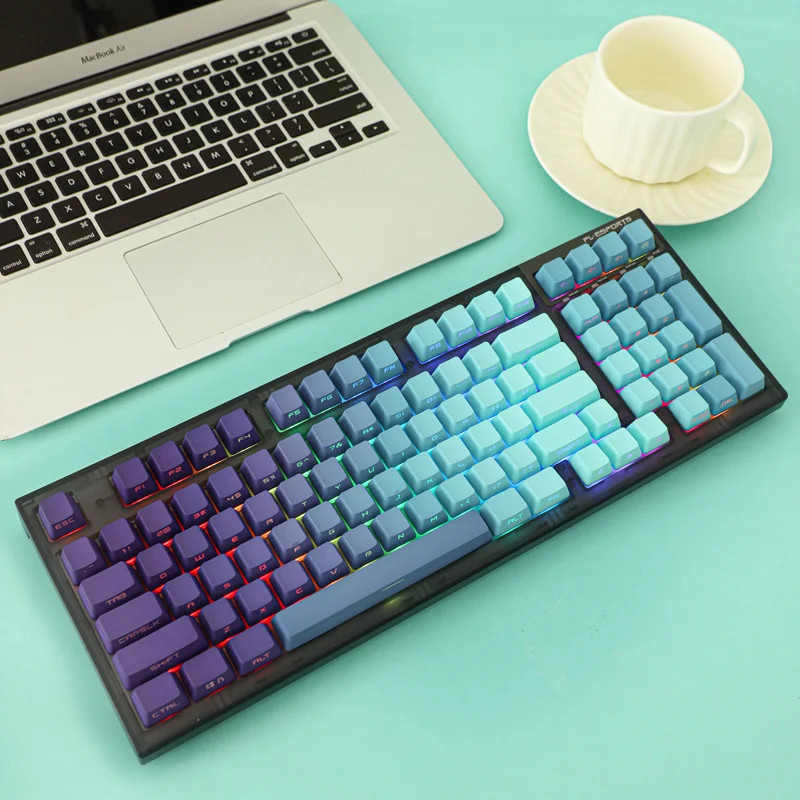 140 Keys Purple Gradient Keycaps for Mechanical Keyboard OEM Height PBT Double Shot Backlit Shine AULA F75 Ajazz AK820 Pro GK61