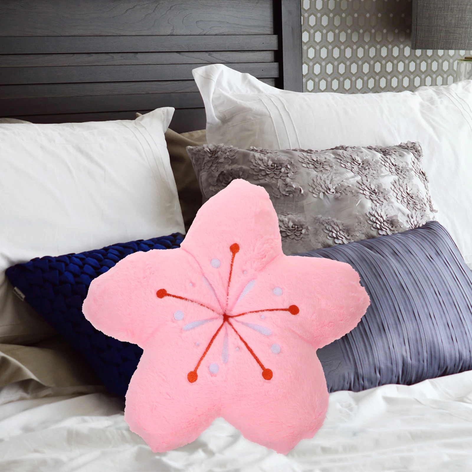 Travesseiro de flor de cerejeira 40cm, decoração rosa, superfície pp, algodão, pelúcia, formato de flor, almofada para casa, sofá-cama, adereços de fotografia