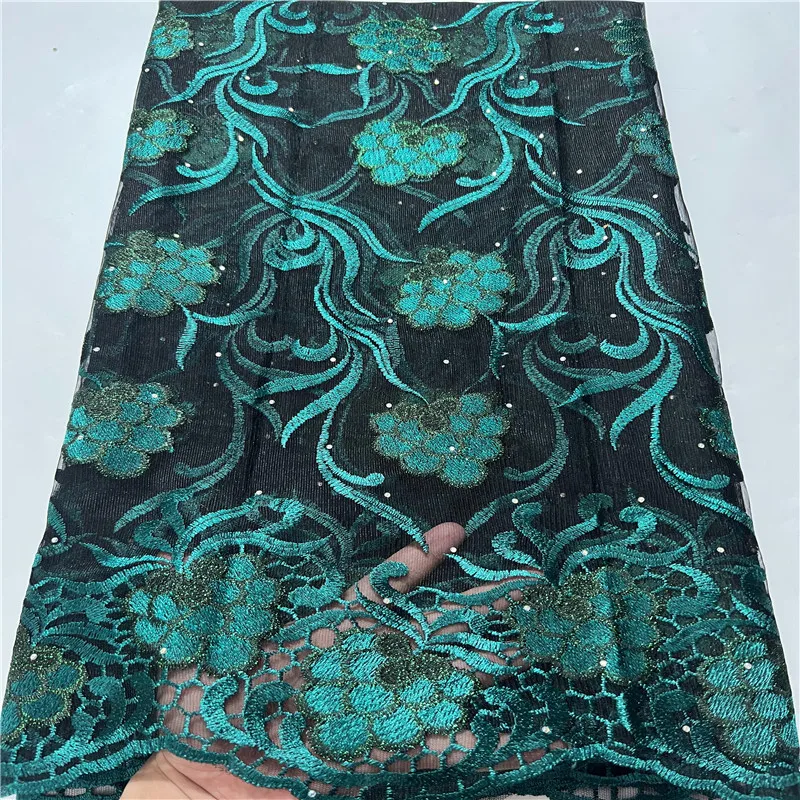 

African Lace Fabric High Quality Lace 2022 Dubai Lace Pure Cotton Lace Fabric Swiss Voile Lace In Switzerland 5 Yards Green