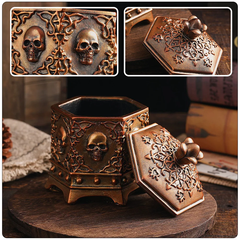 Resin Jewelry Cases Organizer for Home Storage Decorative Boxes Skull Holder Style Decoration