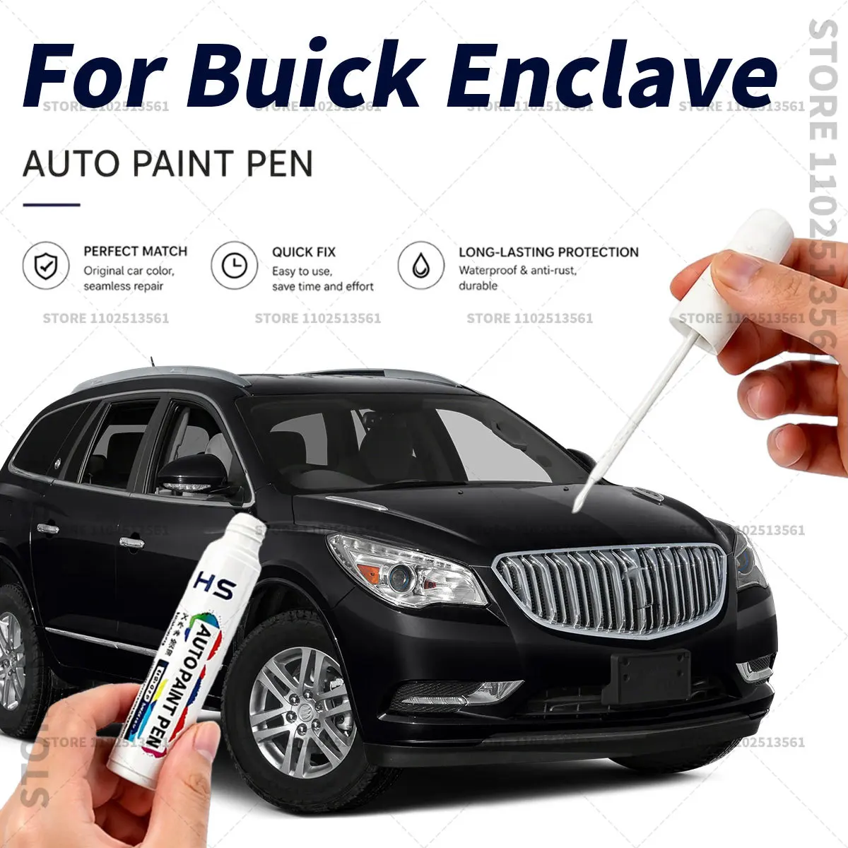 For Buick Enclave Touch Up Paint Pen Quick Repair Car Scratch Chip Paint Brush Summit White Silver  Gray Blue Red Black