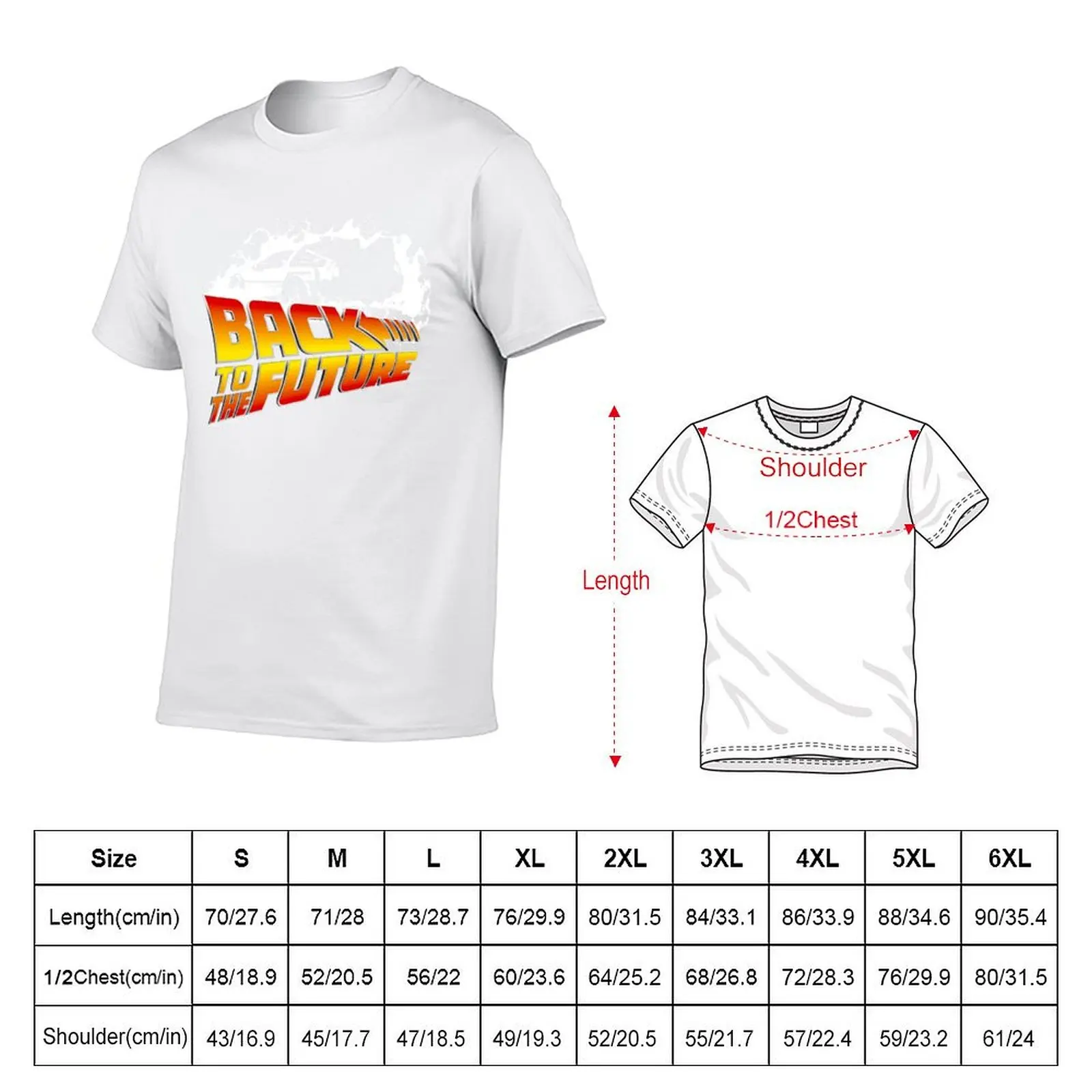 Fan DeLorean - Art Future to the Back White Stencil T-Shirt Minimalist Plain Crew Neck T-Shirt