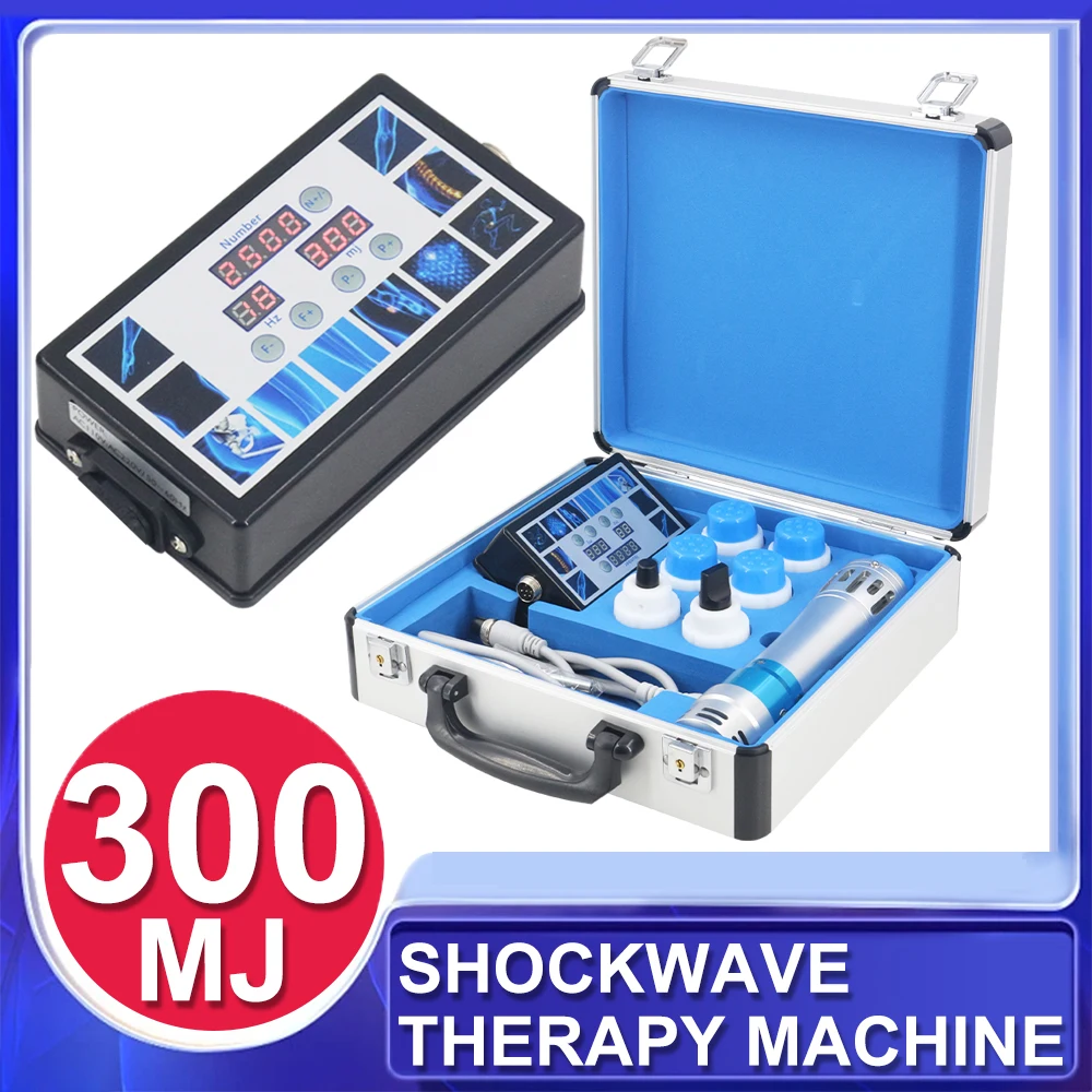 

Portable 300MJ Shockwave Therapy Machine With 7 Heads ED Treatment Pain Relief New Shock Wave Physiotherapy Plantar Fasciitis