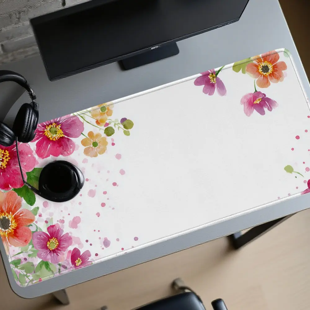 

Акварельный цветочный коврик для стола, большой XXL коврик для мыши, резиновый, нескользящий, в богемном стиле, для компьютера