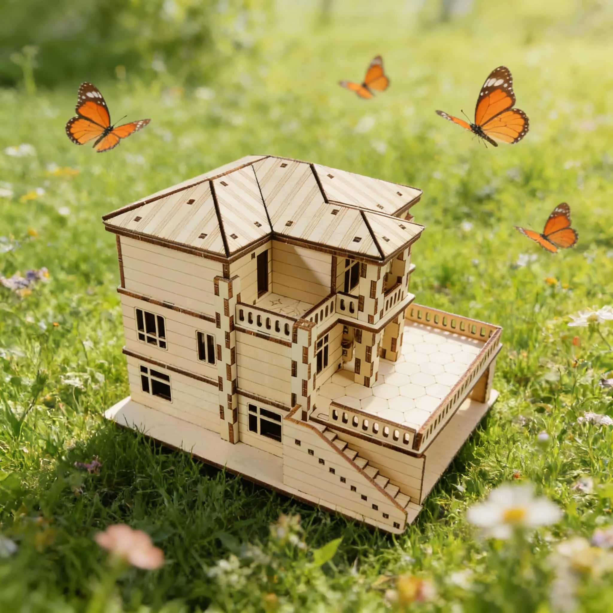 Small House Villa 3D Wooden Puzzle Architecture Model | Wooden Educational DIY Assembly Toy | Educational Toy