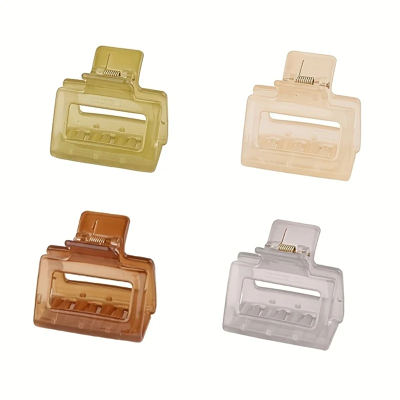 4pcs Set Hot Selling Plastic Hair Claw Small Size Transparent Color Square Hair Clip Shark Clips Girls Women Hair Accessories