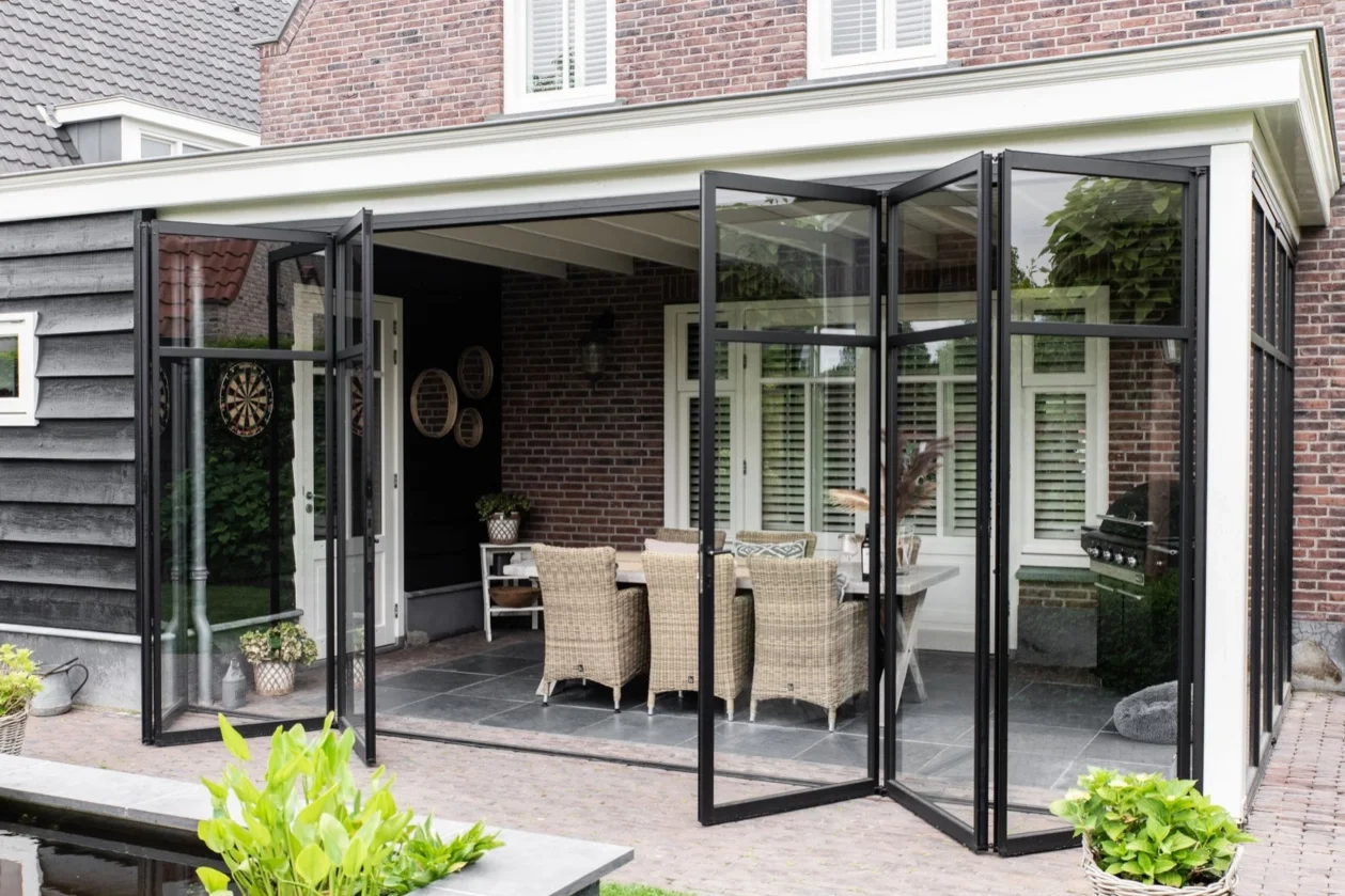 Dn Aluminium Deur Patio Accordeon Deur Balkon Schuifglas Bifold Vouwdeuren Custom Kleur Aluminium Profiel