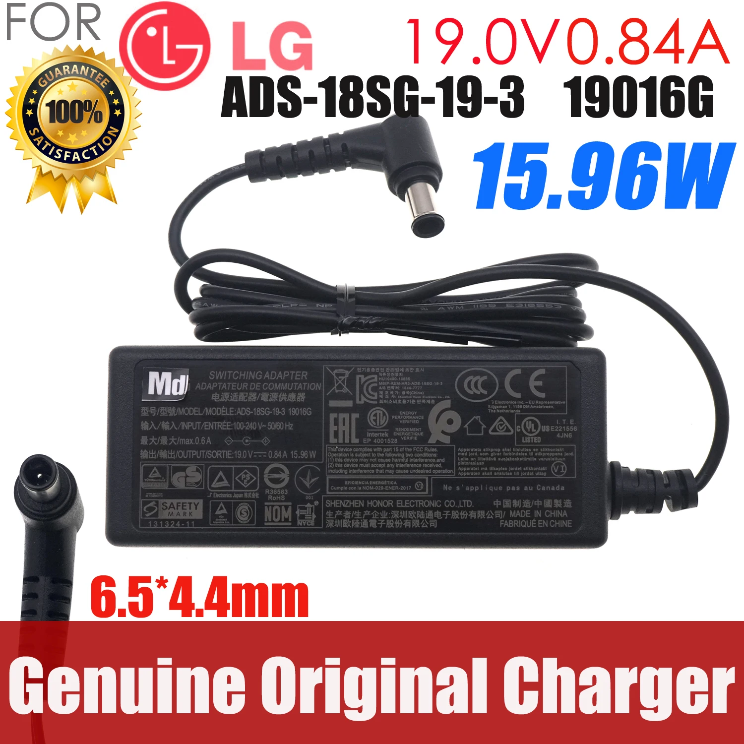 

Original AC DC Switching Adapter 19V 0.84A For LG 20M35ASA 20M38H 22M38D LED LCD TV Monitor Power Supply ADS-18FSG-19 19016GPB