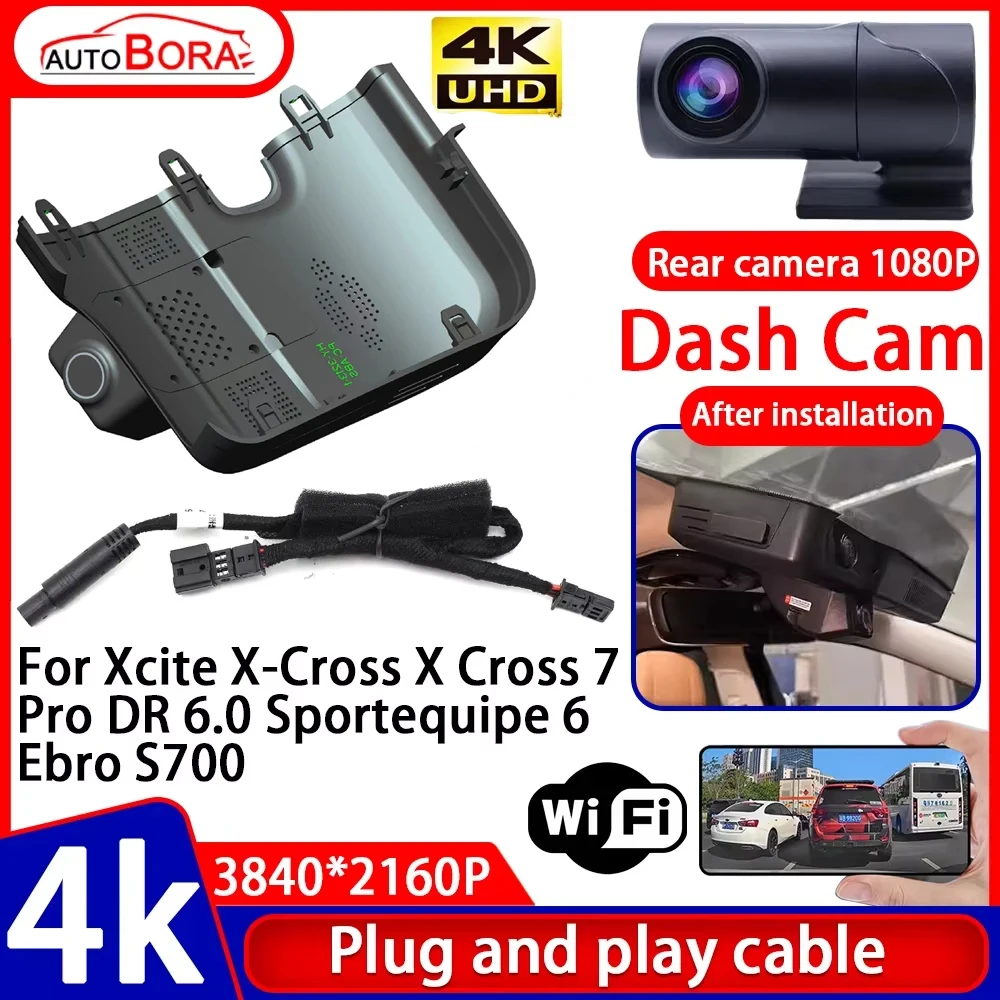 Video Recorder Night Visio 4K UHD Plug and Play Car DVR Dash Cam for Xcite X-Cross X Cross 7 Pro DR 6.0 Sportequipe 6 Ebro S700