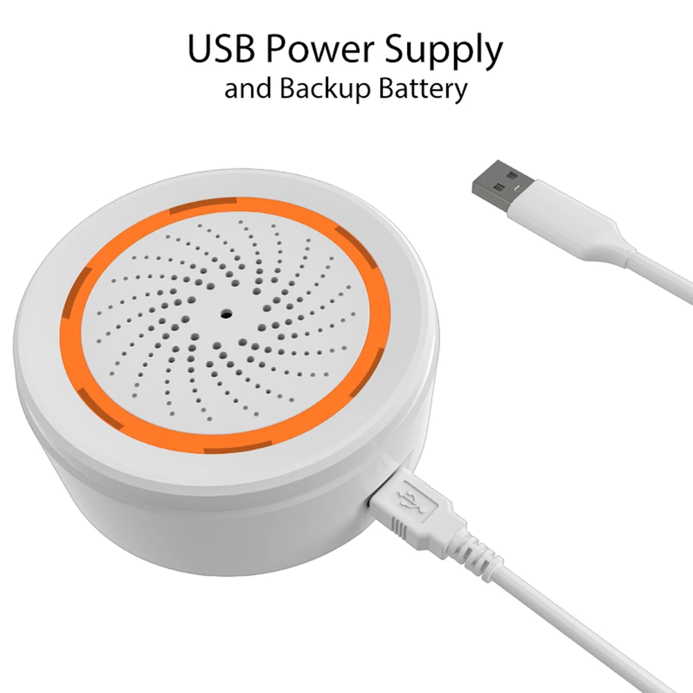 

Датчик звука и света Tuya Zigbee, умная сигнализация, сирена, 90 дБ, приложение, дистанционное управление, система защиты дома, сирена, сигнализация