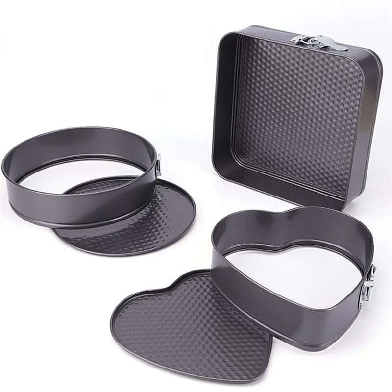 

P4-3Pcs Springform Cake Pan Non-Stick Cheese Cake Pan, Removable Bottom Leakproof Cake Pan For Baking Enthusiast