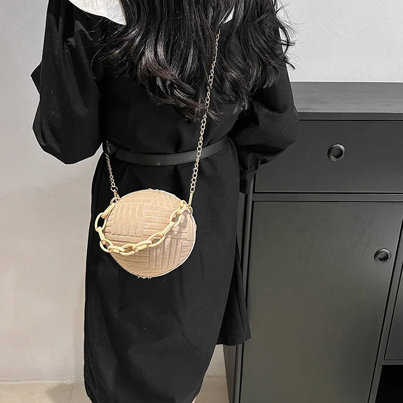 2023 New Fashion Chic Women Ball Handbag Round  Crossbody Girls Coin Purse Shoulder Bag