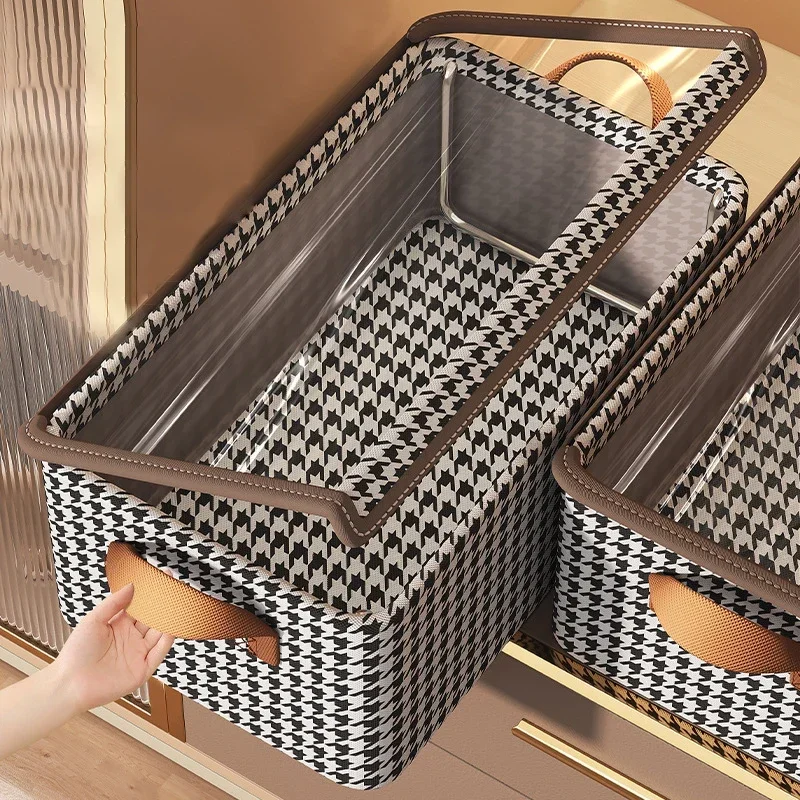 

Clothes Storage Box with Lid Steel Frame Load-bearing Not Deformed Large-capacity Foldable Storage Box Dust Pants Storage Basket