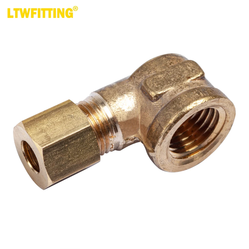 LTWFITTING 1/4-Inch OD x 1/4-Inch Female NPT 90 Degree Compression Elbow,Brass Compression Fitting(Pack of 5)