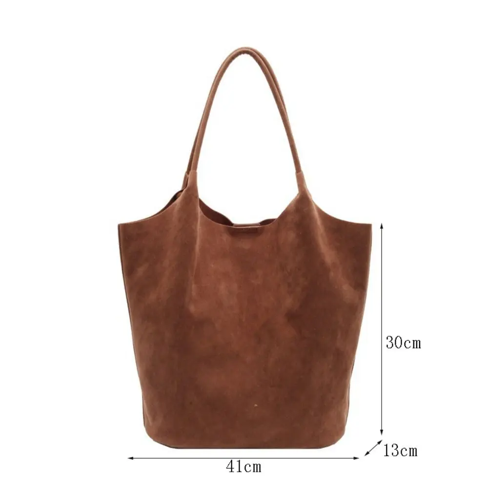 Elegant Retro Underarm Bag Faux Suede Large Capacity Satchel Bag including 1 Small Handbag Solid Color Tote Purse for Women image 6