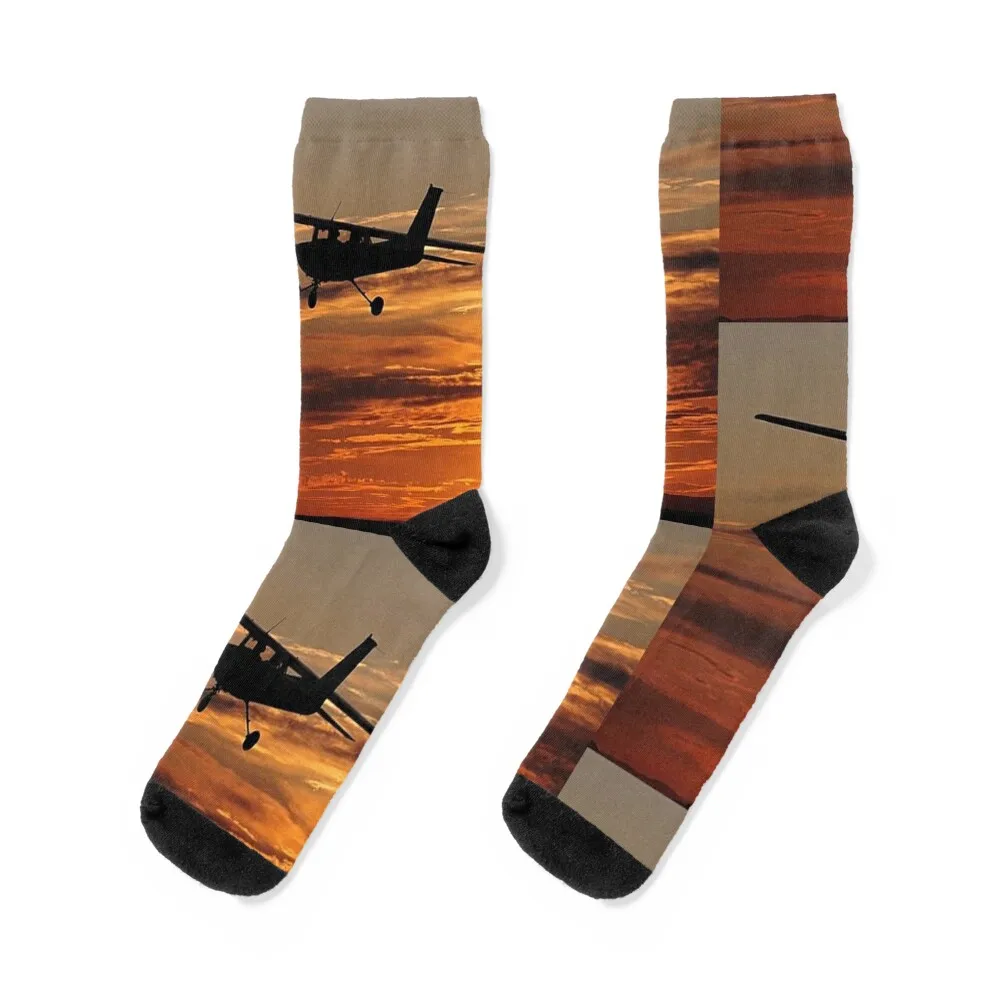 

Cessna 172 Sunset Socks cartoon funny gifts japanese fashion retro Socks Girl Men's