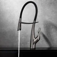 Brushed Gray Pull-out Kitchen Faucet Single Handle Cold And Hot 2-Function Sink Mixer Tap