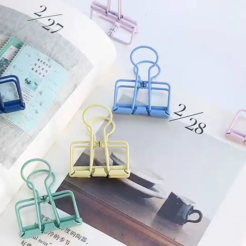 6pcs/Lot High Quality Colors Metal  Paper Clip Binder Clips Page Holder Office Study Binder Office School Desk Organizer