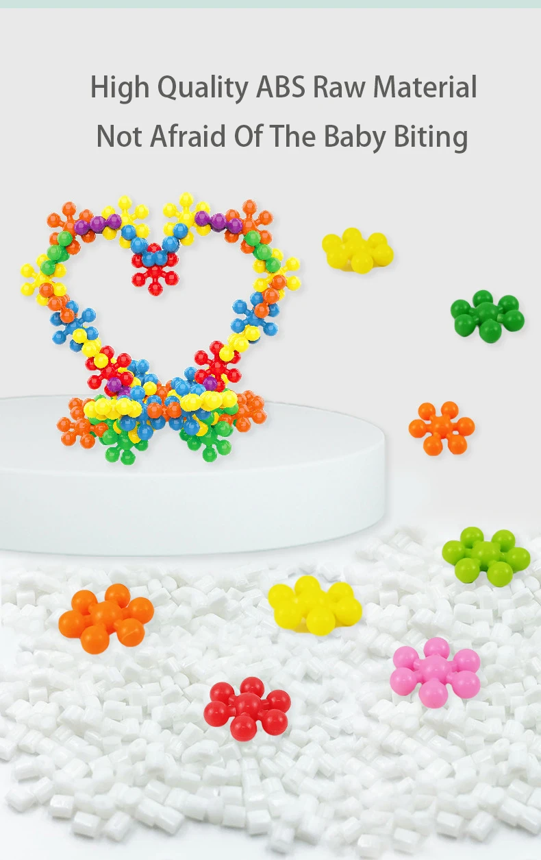 Kinder Bunte Kunststoff Pflaumenblüte Bausteine Spaß Zusammengebaute Schneeflocke Stücke Einfügen Aufklärung Frühe Bildung Spielzeug – Detail 6