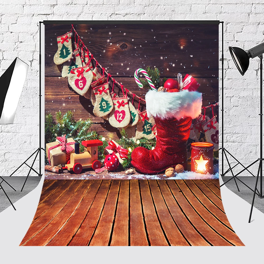 Bonvvie Christmas Backdrop Tree Gift Family Party Decor Baby Portrait Background Photographic Kids Photocall Photo Studio