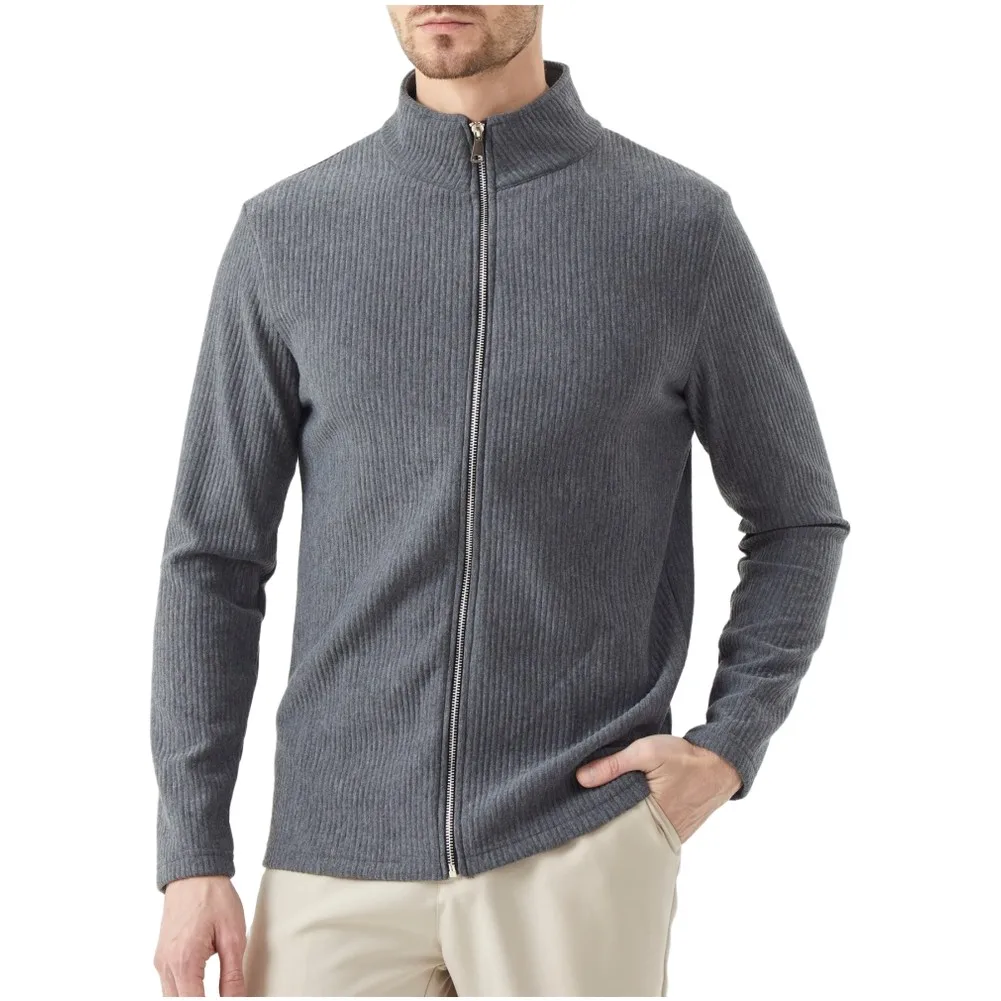 Men Full Zip Stand Collar Cardigan Sweater Knitted Thick Warm Outerwear Jacket for Casual Use and Outdoor Activities