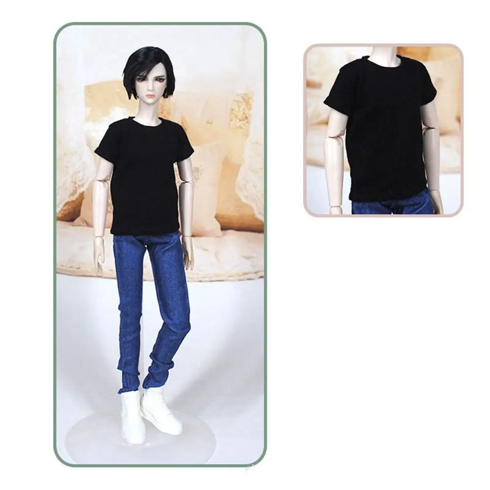 30cm Male Doll Clothes Fashion T-shirt Cotton Short Sleeve Top For 1/6 Bjd Doll Daily Wear Men Clothes Gift Dolls Accessories