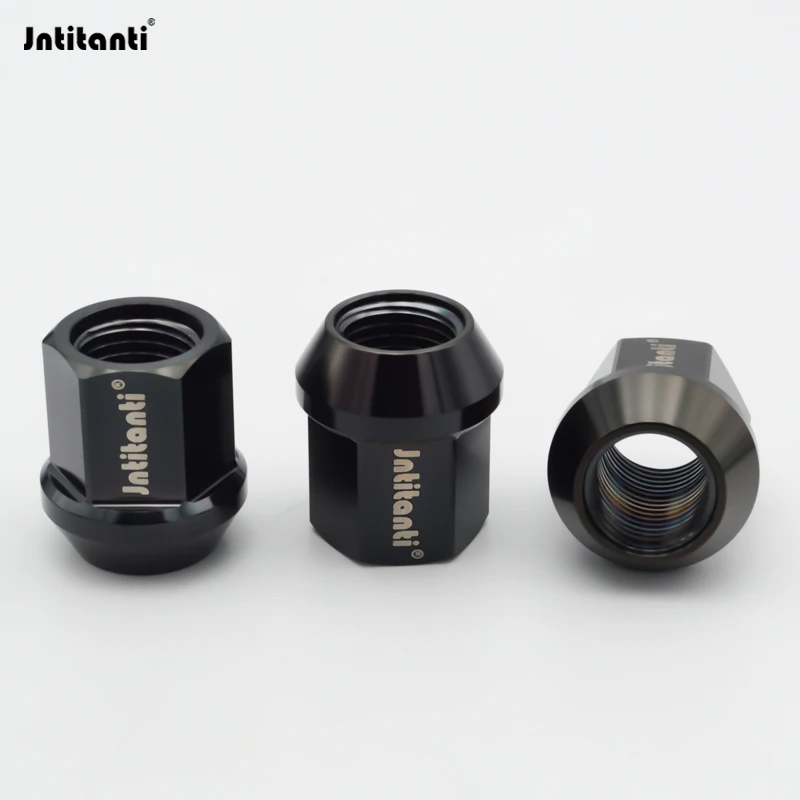 Jntitanti High quality Gr5 titanium wheel rim lug nut screw open end M14x1.5x27mm for Tesla Land Rover Toyota Buick etc