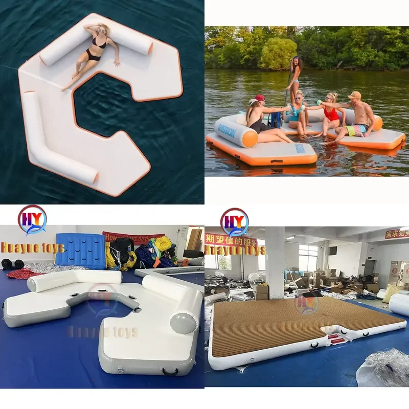 Aqua Leisure Inflatable Float Dock 3.5m DWF Fabric Water Floating Island Inflatable Water Platform