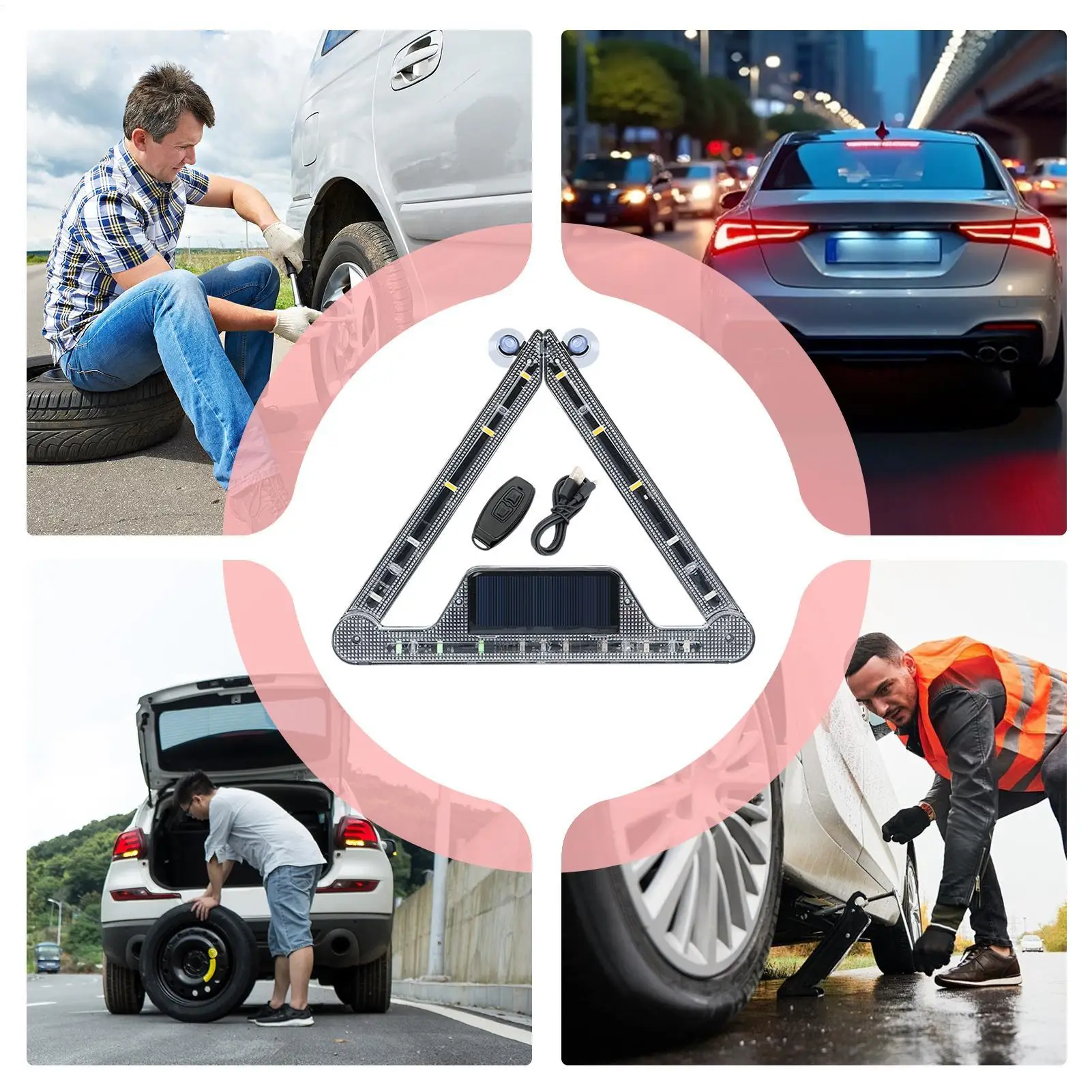 

Strobe Light Hazard Triangle Lamp With Rotating Joints LED Strobe For Truck SUV Trailer Outdoor Highway Night Driving Vehicle