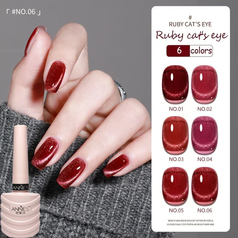 

Heallor Red Agate Nail Polish Gel Wine Red Magnetic Gel Ruby Uv Gel Nail Polish Cat Eye Varnish Crystal Long Lasting Nail Art Sa