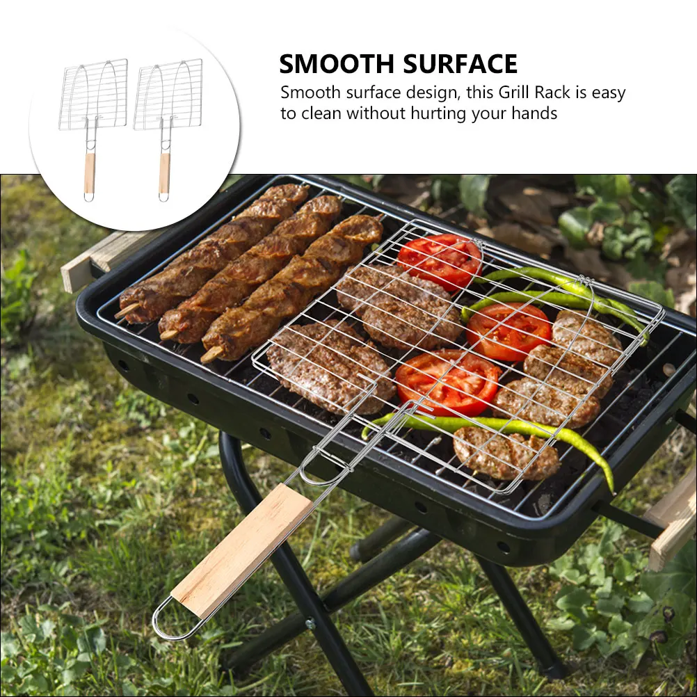 

Anti-Scalding Grilled Fish Net BBQ Grill Basket Clip Portable Barbecue Tool for Burgers Wings Sausage Fish Beef Grilling Rack