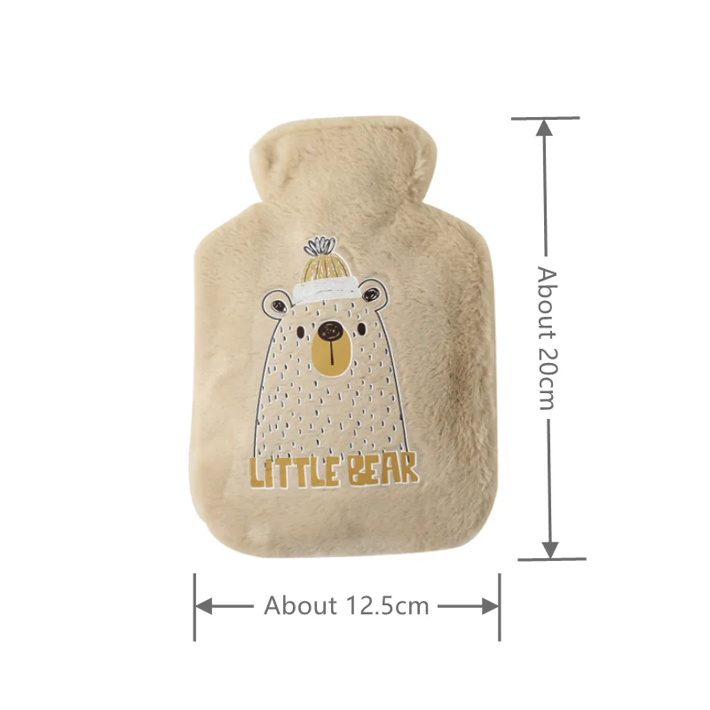 250ML bouillotte Hot Water Bottle Plush Cartoon Kawaii Bear Kat Rabbit Animal Pattern Thick Hot Water Bag Hand Feet Winter Warm